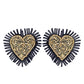 Organic Vibes Handmade Black Heart Shape Beaded Big Stud Fabric Earrings For Women