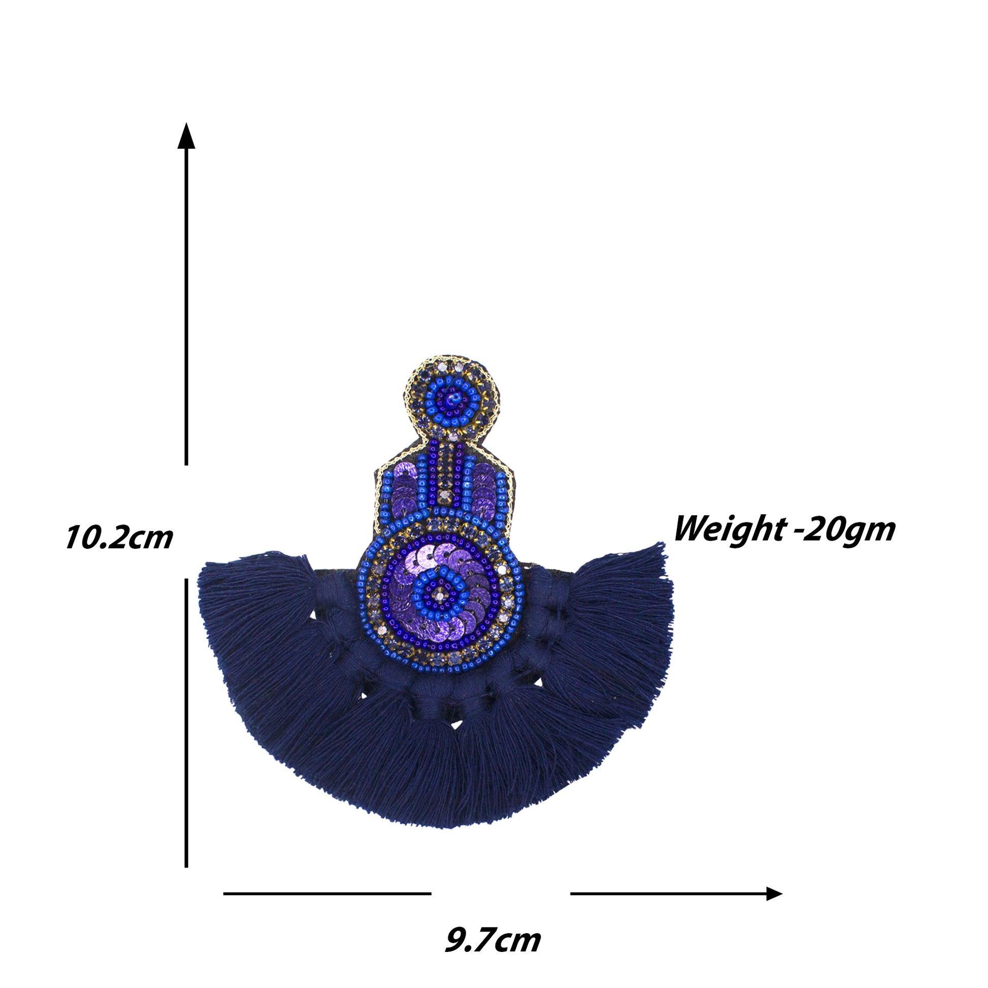 Organic Vibes Handmade Beaded Blue Floral Design Tassel Dangler Fabric Earrings For Women