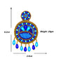 Organic Vibes Blue Hand Embroidered Beaded Upcycled Fabric Earrings For Girls