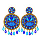 Organic Vibes Blue Hand Embroidered Beaded Upcycled Fabric Earrings For Girls