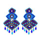 Organic Vibes Blue Hand Embroidered Beaded Upcycled Fabric Earrings For Girls