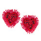Organic Vibes Handmade Red Heart Shape Beaded Big Stud Fabric Earrings For Women