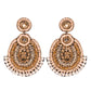 Organic Vibes Handmade Temple Design Beaded Multi Colour Dangler Fabric Earrings For Women