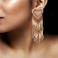 Organic Vibes Handmade Embroidered Pink Heart Shape Beaded Stud With Hanging Beads Fabric Earrings For Women