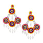 Organic Vibes Multi-Color Hand Embroidered Beaded Fabric Upcycled Earrings For Girls