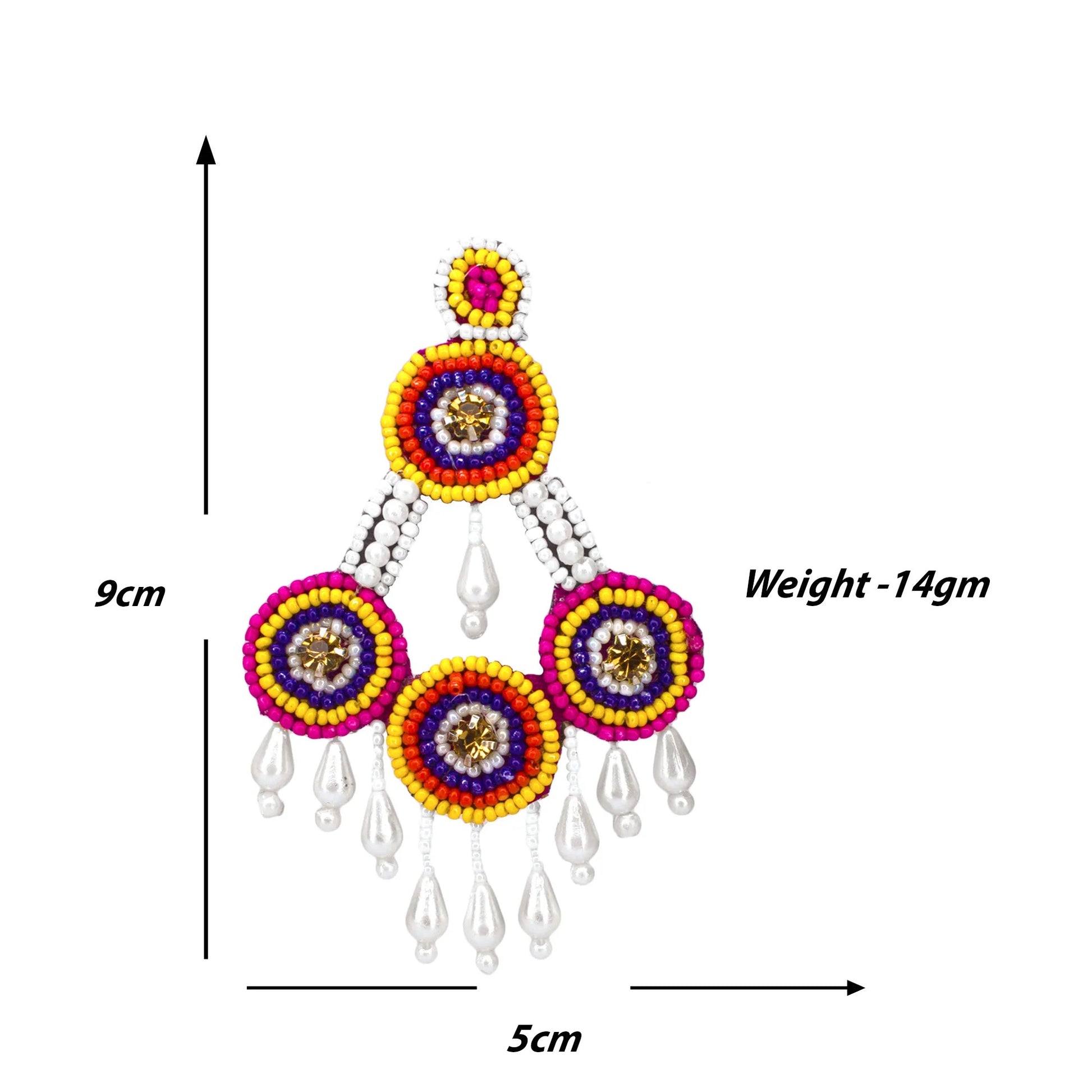 Organic Vibes Multi-Color Hand Embroidered Beaded Fabric Upcycled Earrings For Girls
