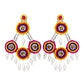 Organic Vibes Multi-Color Hand Embroidered Beaded Fabric Upcycled Earrings For Girls