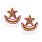 Organic Vibes Star Moon Multi-Color Hand Embroidered Beaded Upcycled Fabric Earrings For Girls