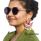Organic Vibes Star Moon Multi-Color Hand Embroidered Beaded Upcycled Fabric Earrings For Girls