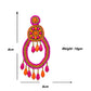Organic Vibes Pink Orange Hand-Embroidered Upcycled Beaded Fabric Earrings For Girls