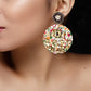 Organic Vibes Handmade Floral Design Multi Colour With CZ Stones Dangler Fabric Earrings For Women