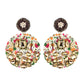 Organic Vibes Handmade Floral Design Multi Colour With CZ Stones Dangler Fabric Earrings For Women