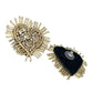 Organic Vibes Handmade Golden Heart Shape Beaded Big Stud Fabric Earrings For Women