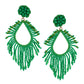Organic Vibes Handmade Beaded Green Drop Shape Dangler Earrings For Women