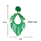 Organic Vibes Handmade Beaded Green Drop Shape Dangler Earrings For Women