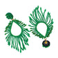 Organic Vibes Handmade Beaded Green Drop Shape Dangler Earrings For Women