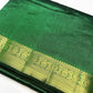 Organic Vibes Green Pure Handloom Raw Silk Plain Saree for women