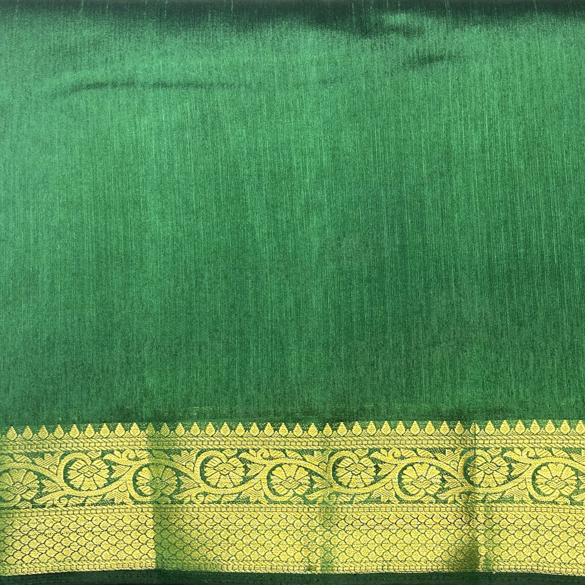 Organic Vibes Green Pure Handloom Raw Silk Plain Saree for women