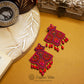 Organic Vibes Pink Orange Hand Embroidered Upcycled Beaded Fabric Earrings For Girls