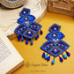 Organic Vibes Blue Hand Embroidered Beaded Upcycled Fabric Earrings For Girls