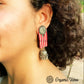 Organic Vibes Handmade Red And White Striped With Floral Stud And Jhumki Fabric Earrings For Women