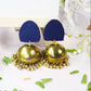 Organic Vibes Handmade Unique Geometric Blue Stud With Golden Jhumka Fabric Earrings For Women