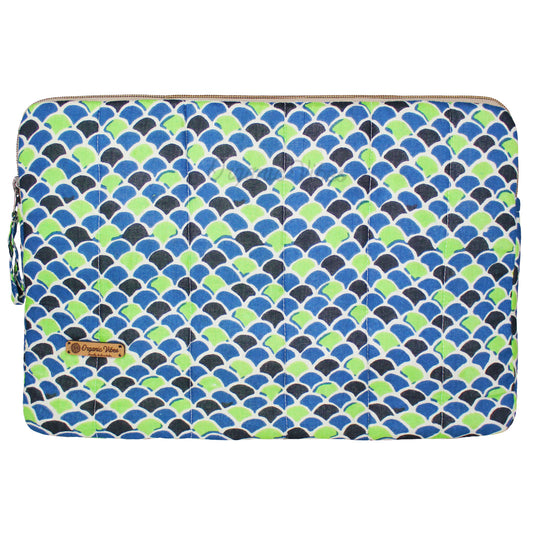 Organic Vibes Hand Block Printed Sky Blue Ikat Laptop Sleeves for 13 Inches Laptop
