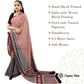 Organic Vibes Beige Handblock Printed Mulmul Cotton Dabu Saree with Black Orange Patterns For Women