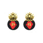 Organic Vibes Handmade Lotus Design Black Studded Fabric Earrings For Women