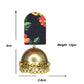 Organic Vibes Handmade Unique Black Floral Print With Golden Jhumki Fabric Earrings For Women