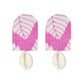 Organic Vibes Handmade White-Pink Leaf Printed With Shell Fabric Earrings For Women