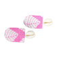 Organic Vibes Handmade White-Pink Leaf Printed With Shell Fabric Earrings For Women