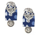 Organic Vibes Handmade Indigo Printed Blue Elephant Design With Antique Coin Studded Fabric Earrings For Women
