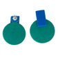 Organic Vibes Handmade Geometrical Blue-Green Shape Antique Stud Fabric Earrings For Women