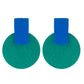Organic Vibes Handmade Geometrical Blue-Green Shape Antique Stud Fabric Earrings For Women