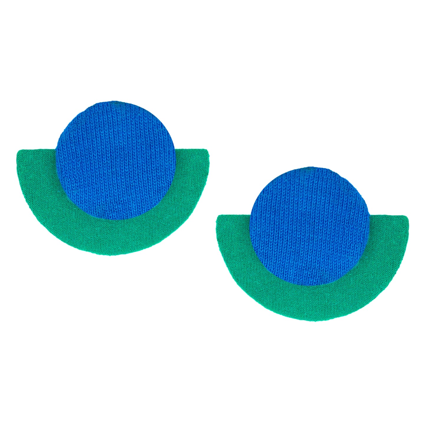 Organic Vibes Handmade Geometrical Shape Unique Blue-Green Stud Fabric Earrings For Women