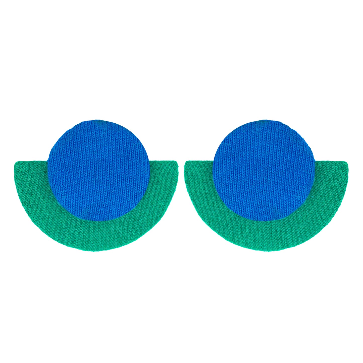 Organic Vibes Handmade Geometrical Shape Unique Blue-Green Stud Fabric Earrings For Women