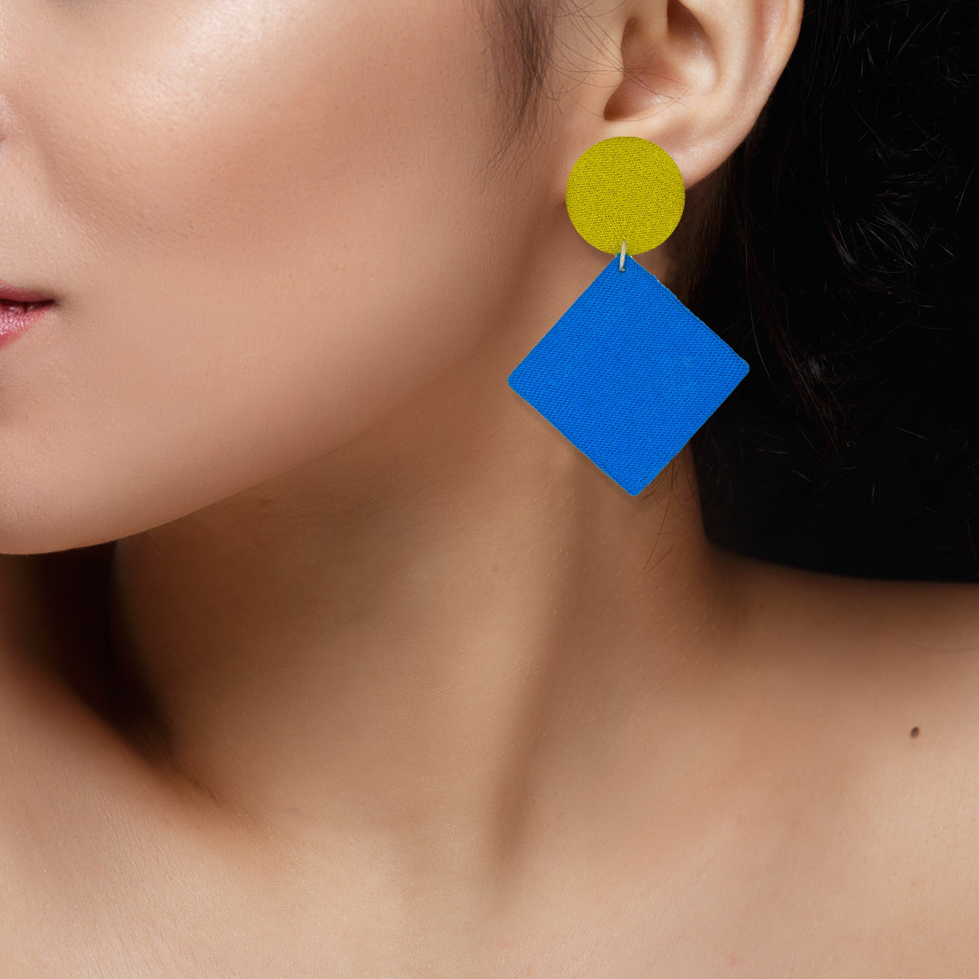 Organic Vibes Handmade Geometrical Shape Antique Dangler Fabric Earrings For Women
