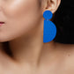 Organic Vibes Handmade Blue Geometrical Shape Antique Dangler Fabric Earrings For Women