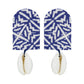Organic Vibes Handmade White-Blue Print With Shell Fabric Earrings For Women