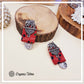 Organic Vibes Handmade Elephant Design Red With Antique Coin Studded Fabric Earrings For Women