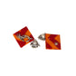 Organic Vibes Handmade Square Shape Fabric with Oxidised Silver Shiva Trishul Studs Design with Dangler Jhumka Earrings For Women