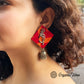 Organic Vibes Handmade Square Shape Fabric with Oxidised Silver Shiva Trishul Studs Design with Dangler Jhumka Earrings For Women