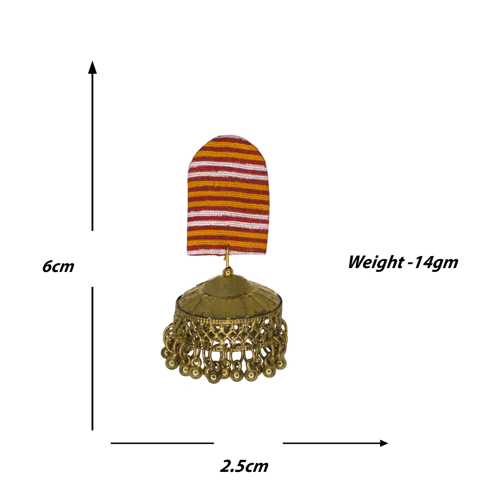 Organic Vibes Handmade Multi Colour Striped Fabric Studs With Golden Jhumka Earrings For Women