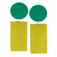 Organic Vibes Handmade Geometrical Shape Green-Olive Dangler Fabric Earrings For Women