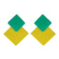 Organic Vibes Handmade Geometrical Shape Yellow-Green Stud Fabric Earrings For Women