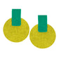 Organic Vibes Handmade Geometrical Green-Olive Shape Antique Stud Fabric Earrings For Women