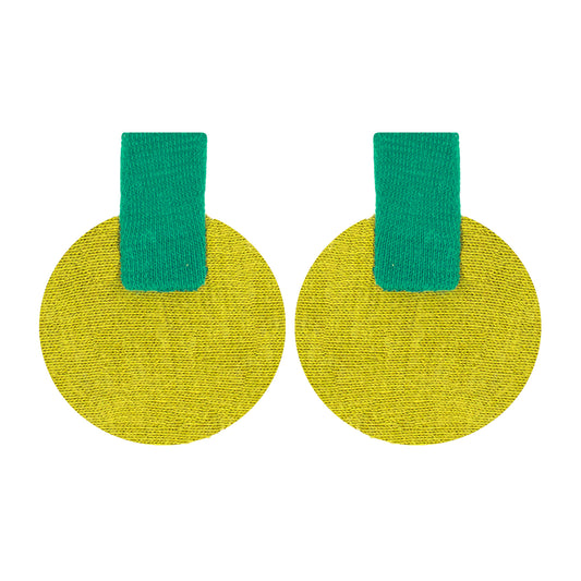 Organic Vibes Handmade Geometrical Green-Olive Shape Antique Stud Fabric Earrings For Women