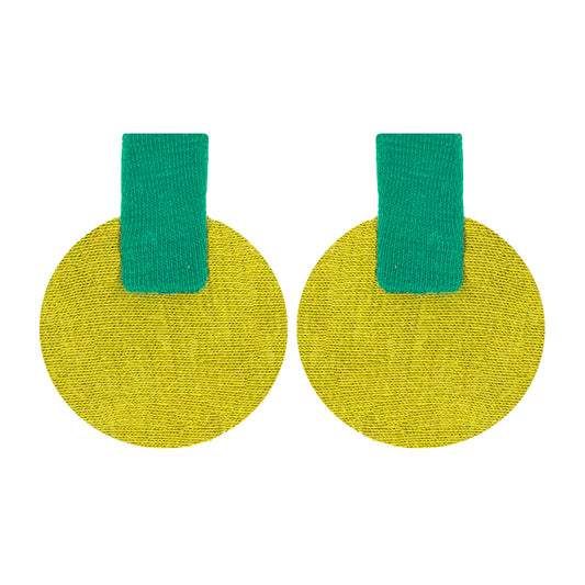 Organic Vibes Handmade Geometrical Green-Olive Shape Antique Stud Fabric Earrings For Women