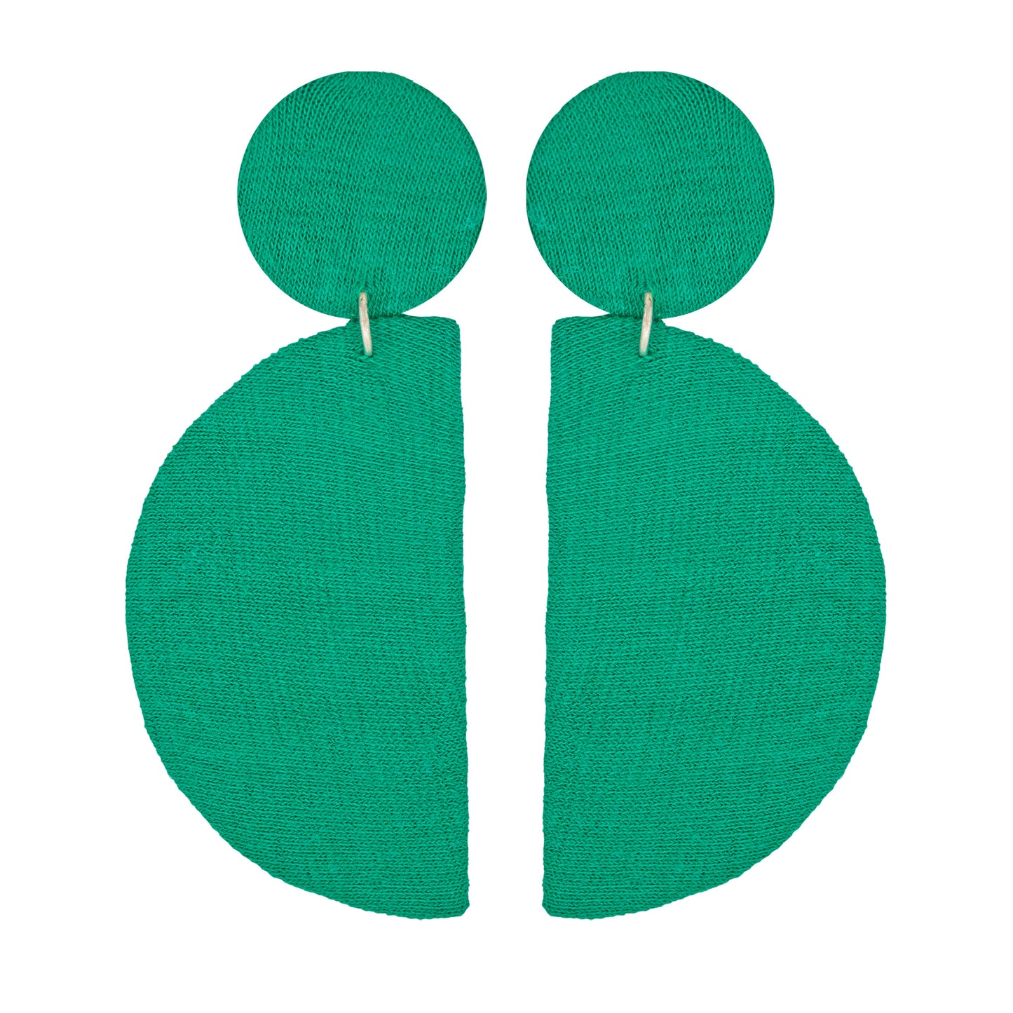 Organic Vibes Handmade Green Geometrical Shape Antique Dangler Fabric Earrings For Women